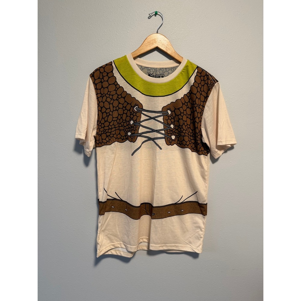 Shrek Costume Dreamworks Graphic T-Shirt Mens Medium Ogre Cosplay Tee Cream